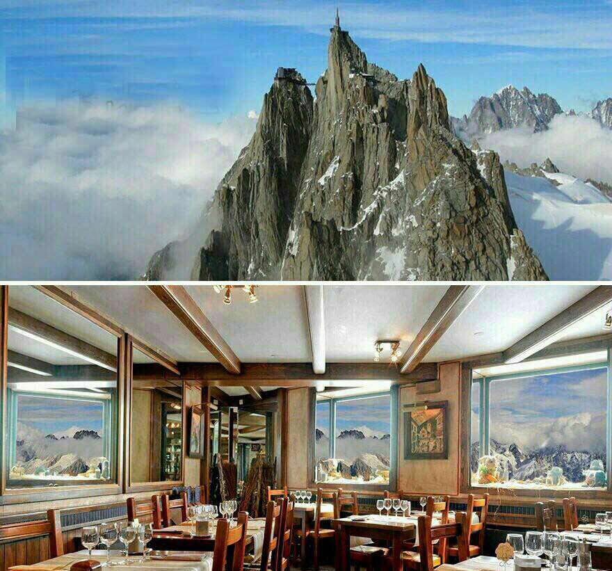 رستورانی زیبا و خارق العاده در بالاى قله اى با ارتفاع 3842 مترى در فرانسه